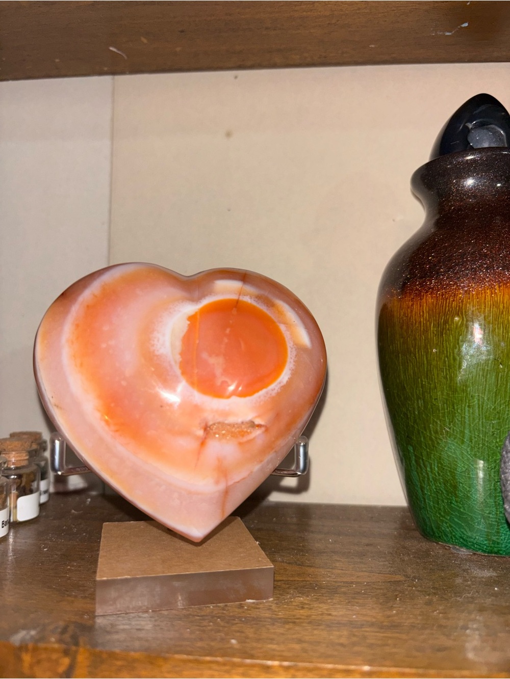 Hand-Cut carnelian Orange Agate Heart Display